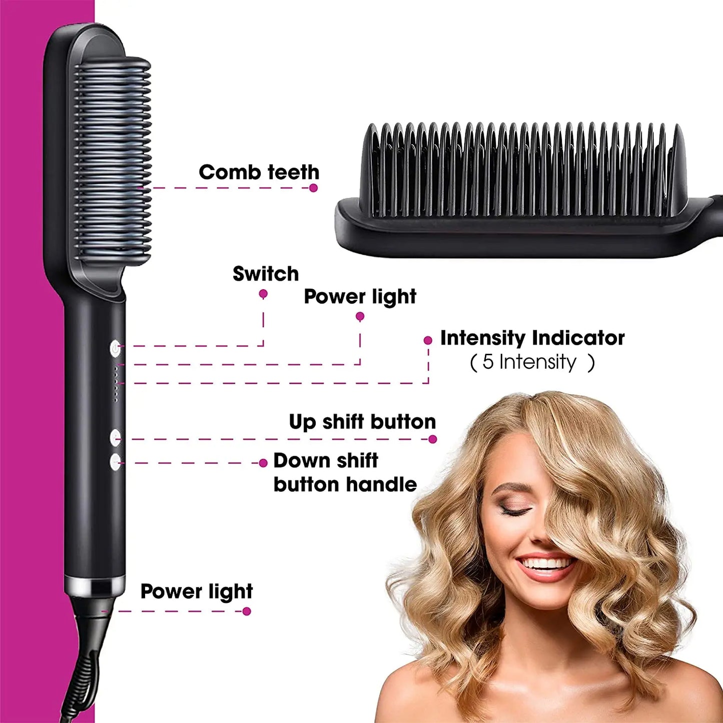 StylePro Hair Straightener & Styling Comb - For All Hair Types