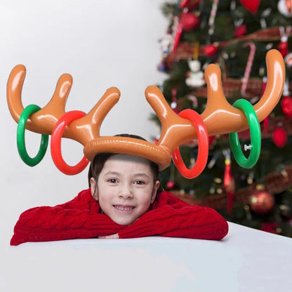 Inflatable Funny Reindeer Santa Hat for Ring Toss Game